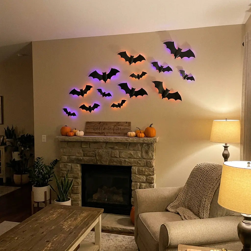3D Bats Wall Decor – 36 Black Bat Wall Stickers